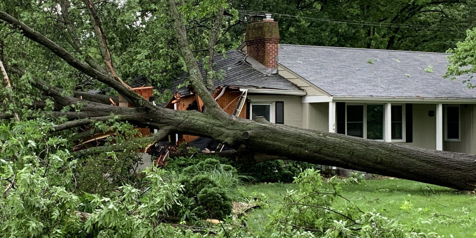 storm damaged house