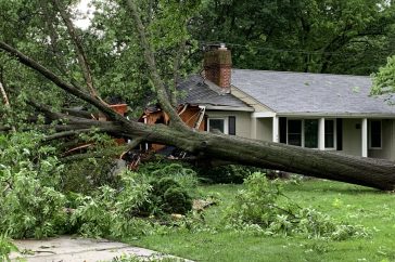 storm damaged house